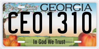 GA license plate CEO1310