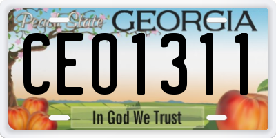 GA license plate CEO1311