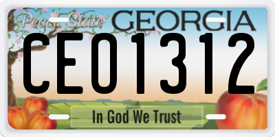 GA license plate CEO1312