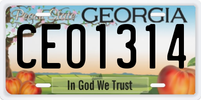 GA license plate CEO1314
