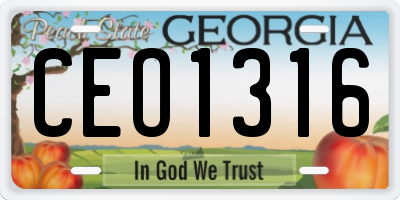 GA license plate CEO1316
