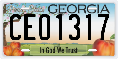 GA license plate CEO1317