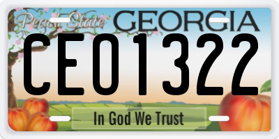 GA license plate CEO1322