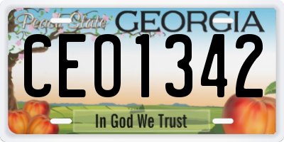 GA license plate CEO1342