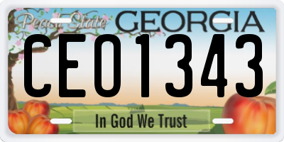 GA license plate CEO1343