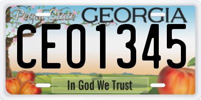 GA license plate CEO1345