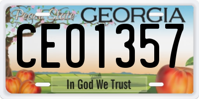 GA license plate CEO1357