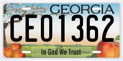 GA license plate CEO1362