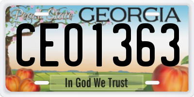 GA license plate CEO1363