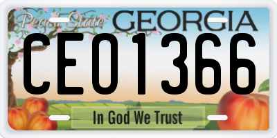 GA license plate CEO1366