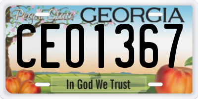 GA license plate CEO1367