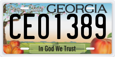 GA license plate CEO1389