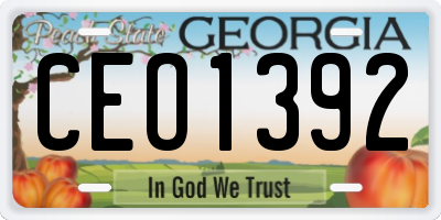 GA license plate CEO1392