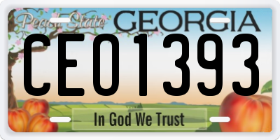 GA license plate CEO1393