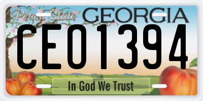 GA license plate CEO1394