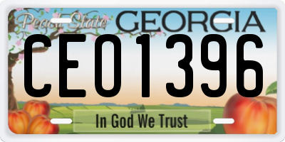 GA license plate CEO1396