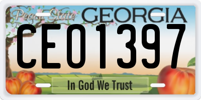 GA license plate CEO1397