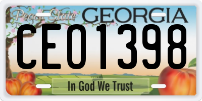 GA license plate CEO1398