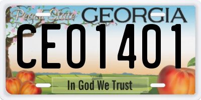 GA license plate CEO1401