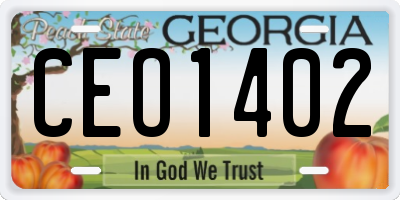 GA license plate CEO1402