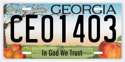 GA license plate CEO1403
