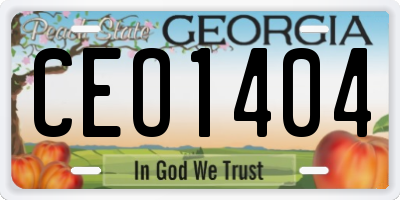 GA license plate CEO1404