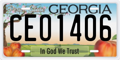 GA license plate CEO1406