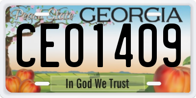 GA license plate CEO1409