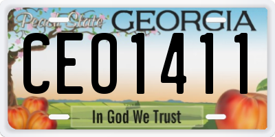 GA license plate CEO1411