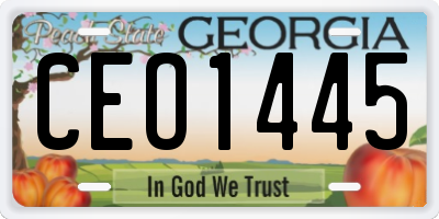 GA license plate CEO1445