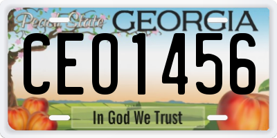 GA license plate CEO1456