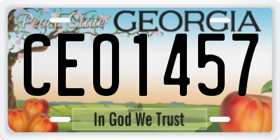 GA license plate CEO1457