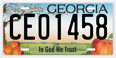 GA license plate CEO1458