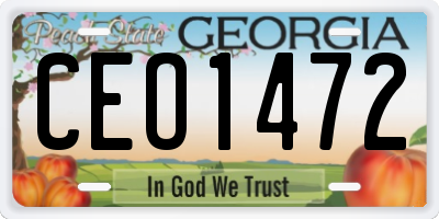 GA license plate CEO1472
