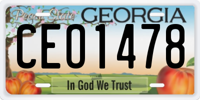 GA license plate CEO1478