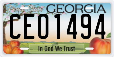 GA license plate CEO1494