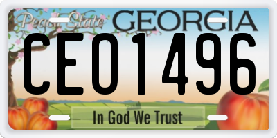 GA license plate CEO1496