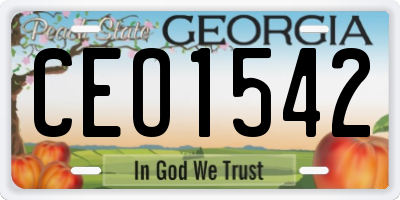 GA license plate CEO1542