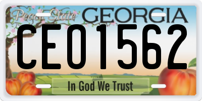 GA license plate CEO1562
