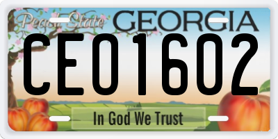 GA license plate CEO1602