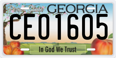 GA license plate CEO1605