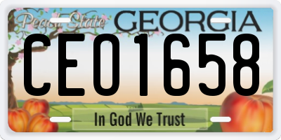GA license plate CEO1658