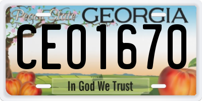 GA license plate CEO1670