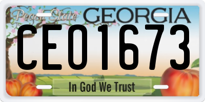 GA license plate CEO1673
