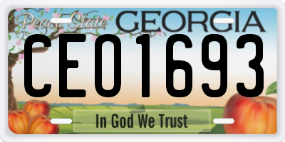 GA license plate CEO1693