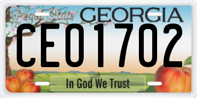 GA license plate CEO1702