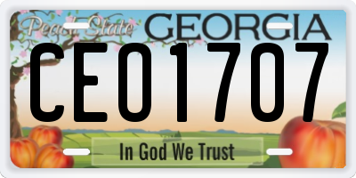 GA license plate CEO1707
