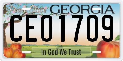 GA license plate CEO1709