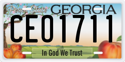 GA license plate CEO1711