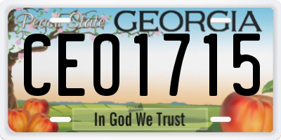 GA license plate CEO1715